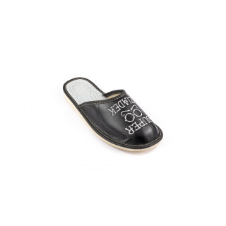 Kapcie Super Dziadek czarne, wygodne paputki męskie na Dzień Dziadka
