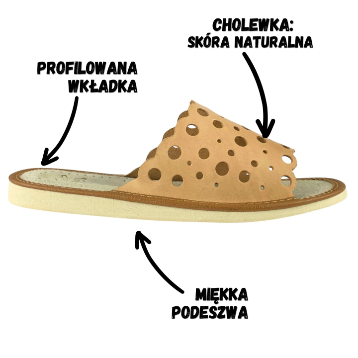 Góralskie kapcie damskie, pantofle damskie domowe góralskie